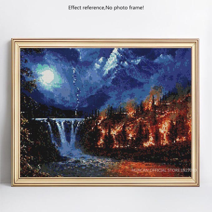Peinture diamant 5D à faire soi-même, strass, point de croix, feu de forêt, mosaïque 20X30CM blue