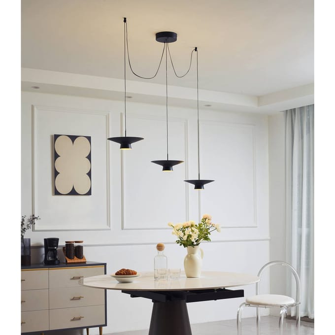 Lindby LED hanglamp Norvind, 6-lamps, zwart, metaal