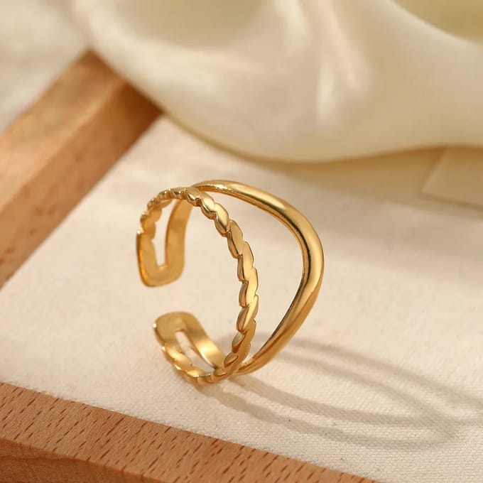 JewelGalerie-Ringen-Dubbele Open Ring-Goud