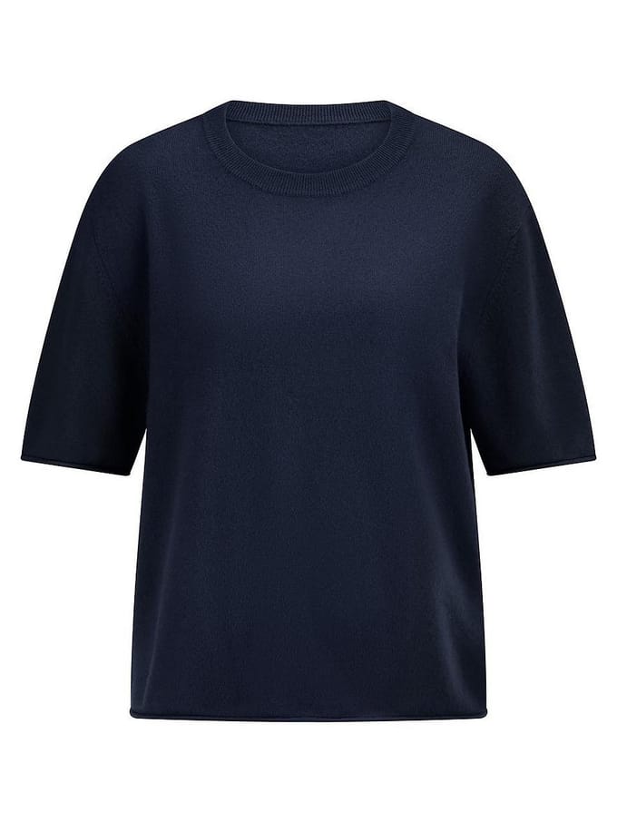 Trui ronde hals 100% kasjmier Van Peter Hahn blauw