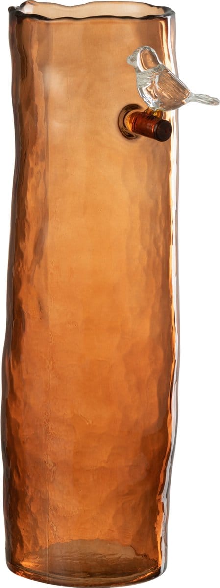 J-Line vaas Lang Vogel - glas - oranje - large - 32 cm hoog