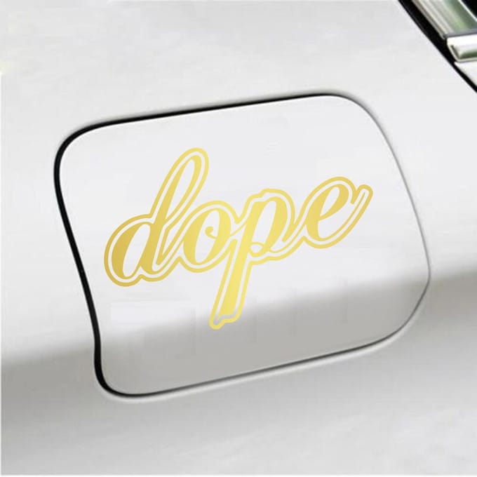 Bumpersticker - Dope - 9,7 X 14,8 - Goud