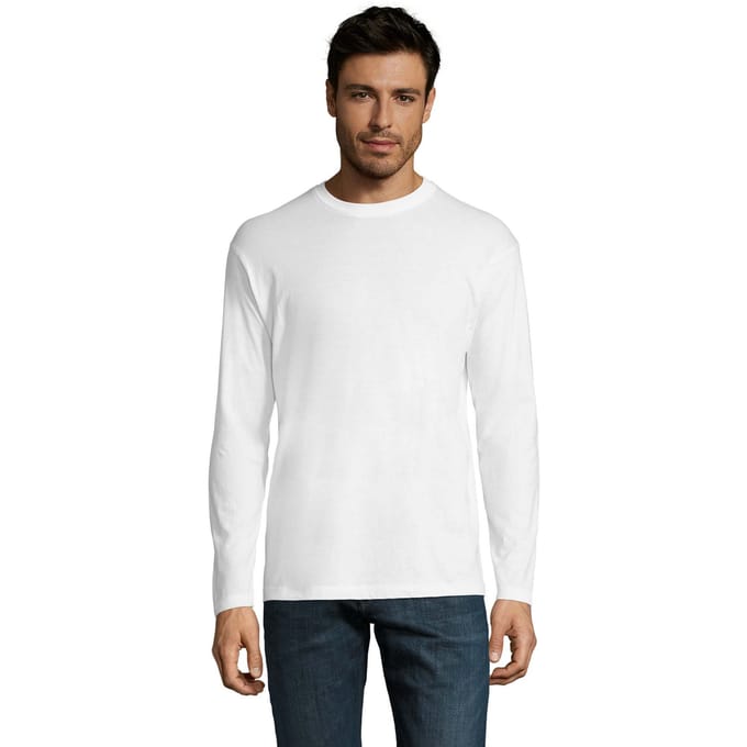 SOLS Heren Monarch T-shirt met lange mouwen (Wit)