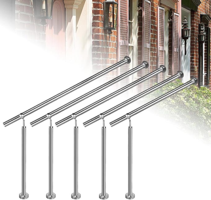 Verstelbare RVS Trapleuning 180x90 cm voor Buiten en Binnen | Wandleuning Hoekbaar