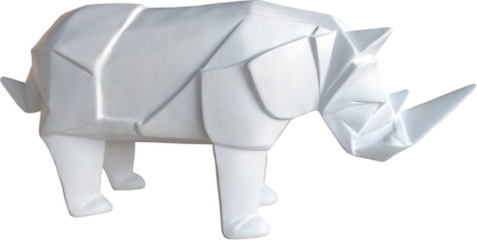 Lavandoux - Decoratieve Geometrische Neushoorn - Polyresin - Wit