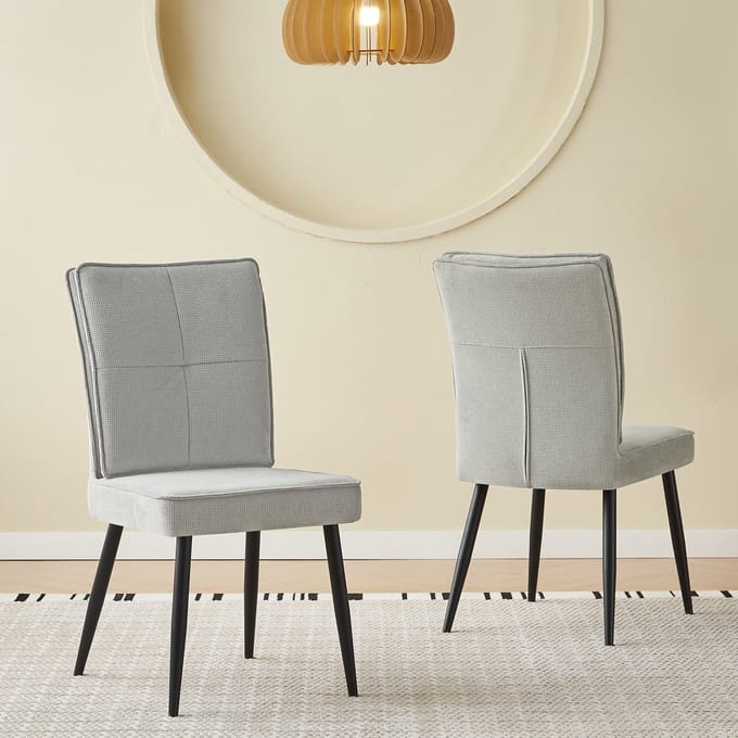 REDOM Eetkamerstoelen Set Van 2 - Gestoffeerd - Modern - Chenille En Metaal - Lichtgrijs