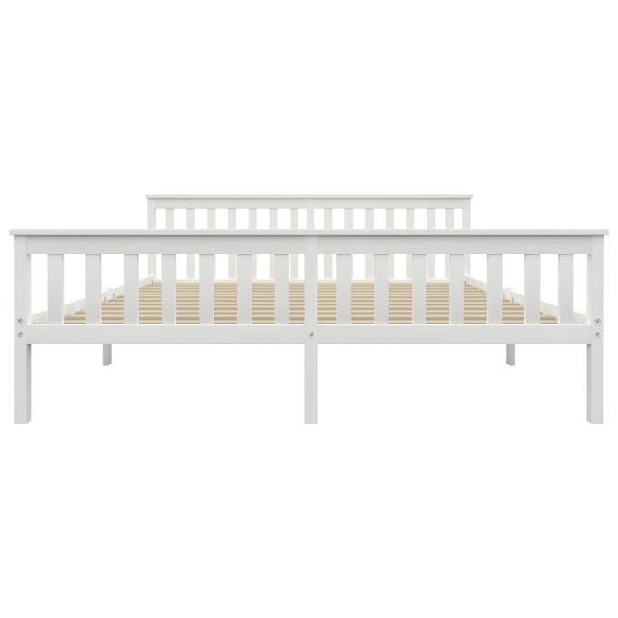 vidaXL - Bedframe - massief - grenenhout - wit - 180x200 - cm