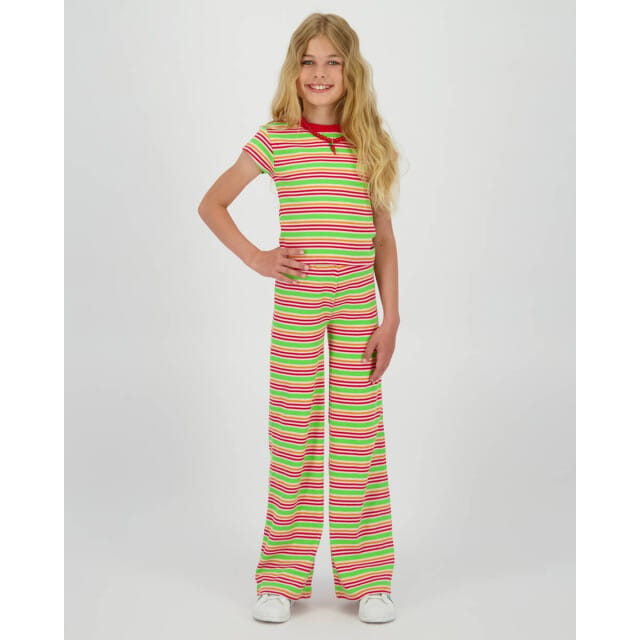 Vingino Icon-fancy stripe rib tee Meisjes T-shirt - Goji berry