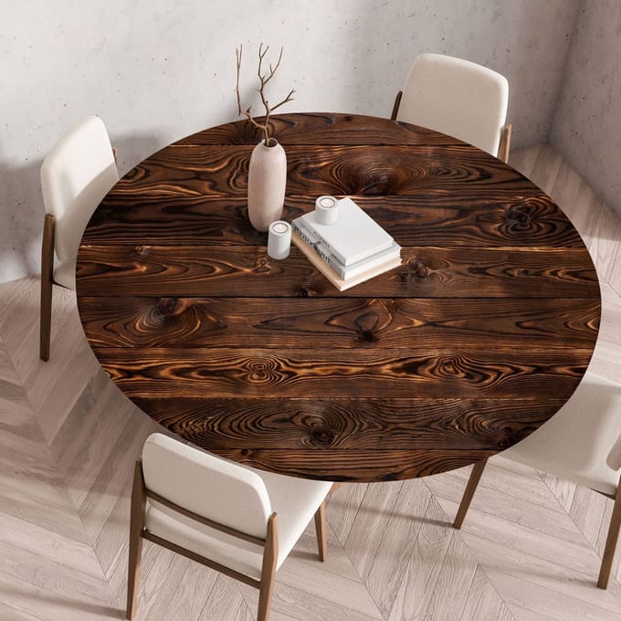 Rond tafelkleed - Afveegbare Tafelbeschermer - Eetkamer Decoratie - Elastische Rand - 70 cm - Bruin