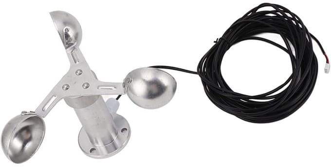 Windsnelheidsmeter Anemometer met Drie Cups - Weerstation Sensor met 8m Kabel
