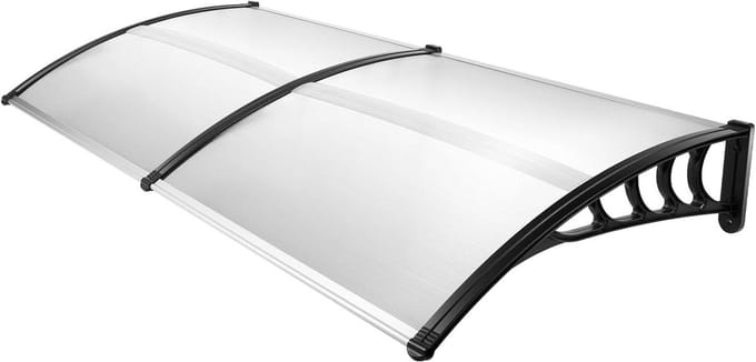 Voordeur Luifel - Balkon Overkapping - Buiten Beschermen - Robuust Polycarbonaat - 200 cm - Helder Zwart