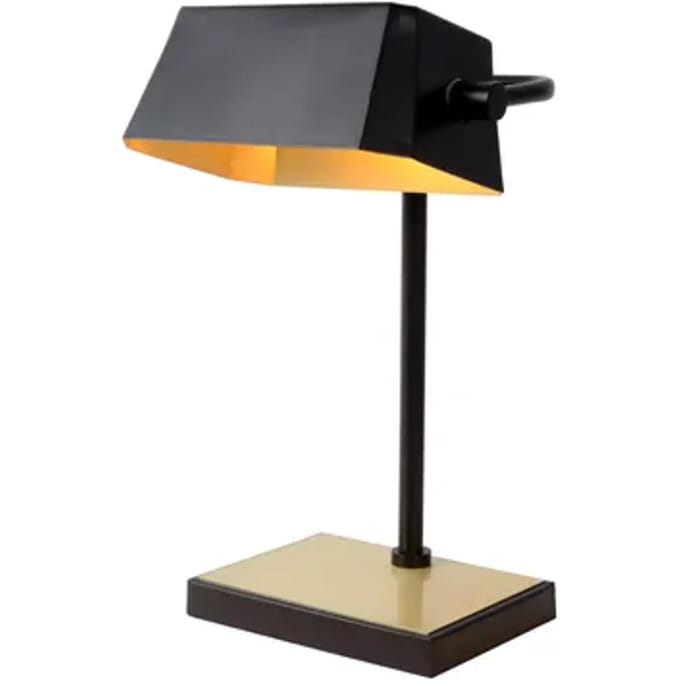 Lucide Bureaulamp Lance - Zwart Mat Goud - E27 - Touchdimbaar