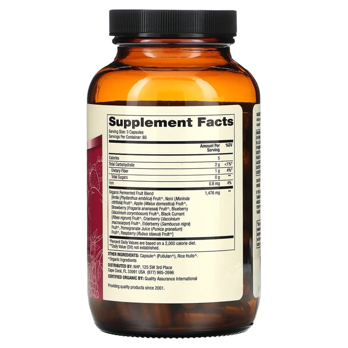 Dr. Mercola, Fruits Fermentés Biologiques, 180 Capsules