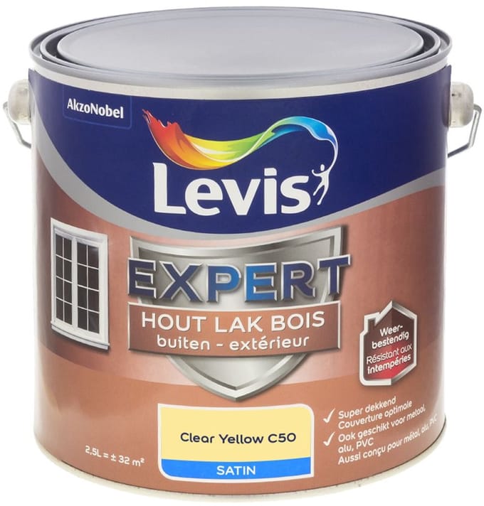 Levis - Expert Hout Lak Buiten Satin Mix - Clear Yellow C50 - Mengverf - 2,5 L