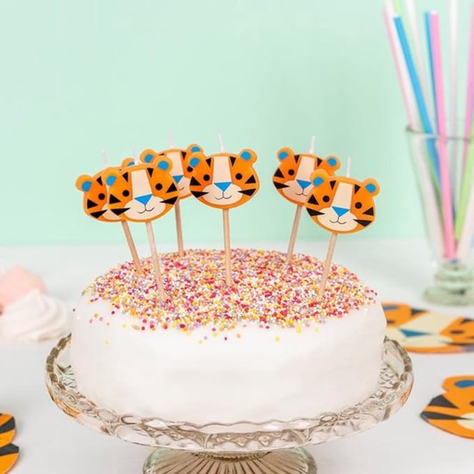 kaarsjes Ziggy de Tijger kaars cupcake gebak 6 stuks