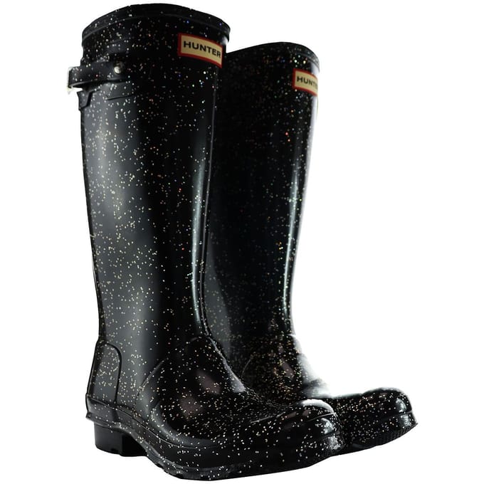 Hunter Reuze Glitter Kinder Zwart Laarzen