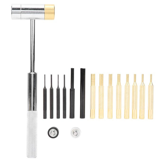 Ensemble de 17 poinçons, marteau à deux faces pour goupilles élastiques, laiton, acier inoxydable, outil de maintenance gray
