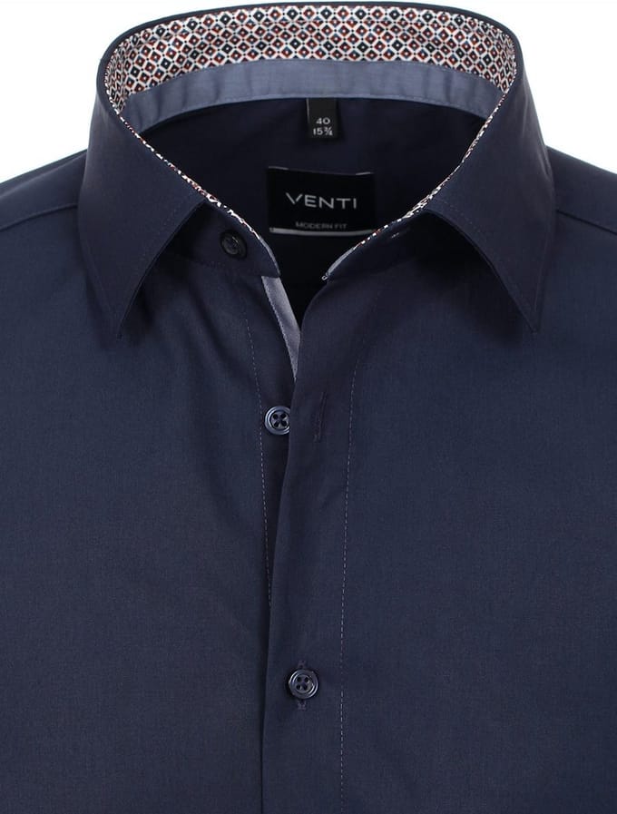 Blauw Overhemd Heren Strijkvrij Modern Fit Venti - XL