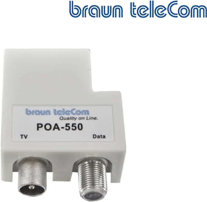 Braun POA-550 | Ziggo | opdruk TV/ Data splitter (F/ IEC) | Storingsvrije scheiding Data/ TV