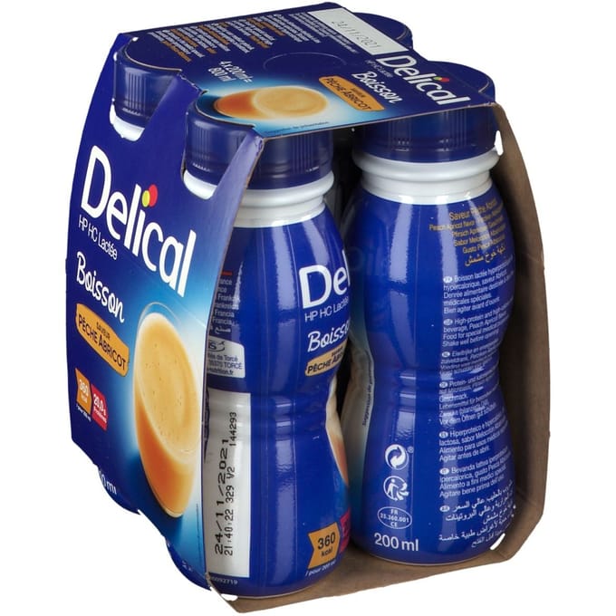 Delical Melkdrank HP-HC Perzik - Abrikoos 360kcal 4x200 Vloeistof