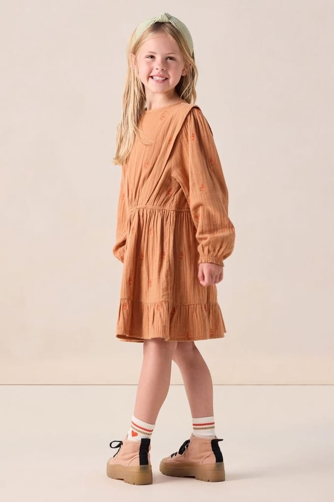 Sissy-Boy - Lichtbruine jurk met flamingo embroidery
