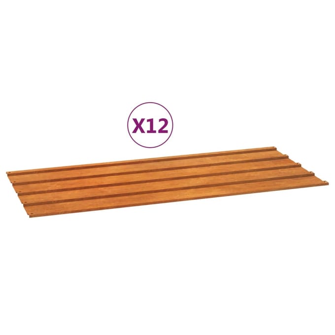 Vidaxl Panneaux de Toiture, 12 Pièces, Rouille, 100x44 cm, Acier Corten
