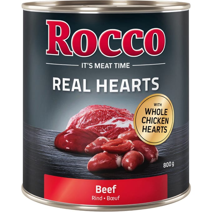 24x800g Real Hearts Rund met hele Kippenharten Rocco Hondenvoer