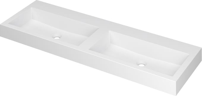 INK® Momento wastafel polystone zonder kraangat 140 x 9 x 45 cm, mat wit