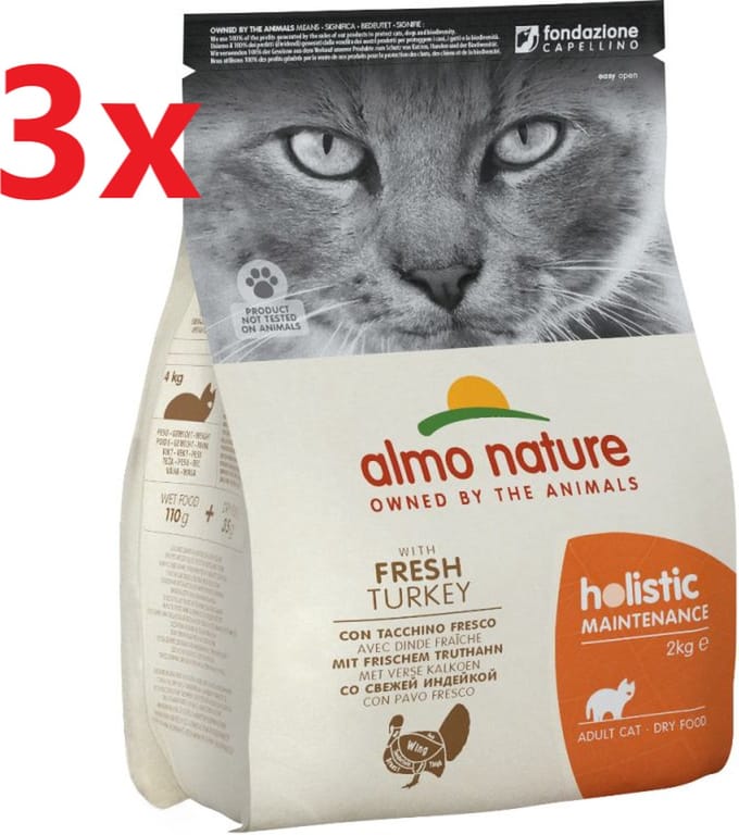 Almo Nature Holistic - Katten Droogvoer - Kalkoen & Rijst - 3x2kg