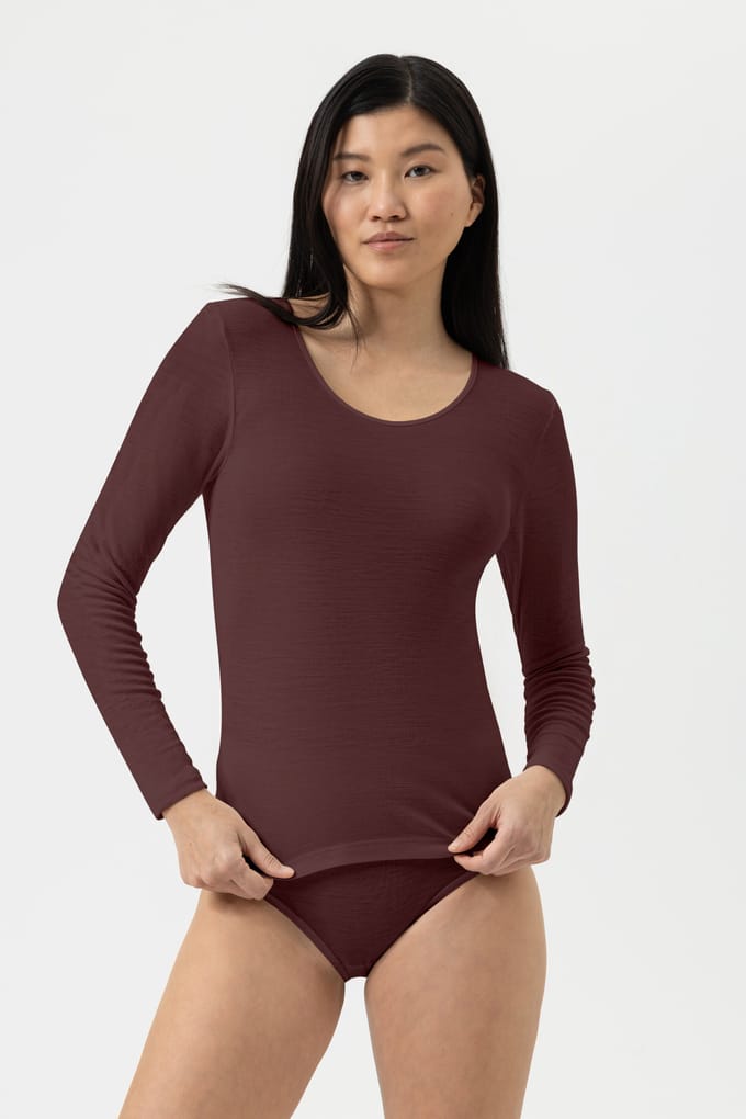 Shirt met lange mouwen Serie Wool&Silk Hot Maroon