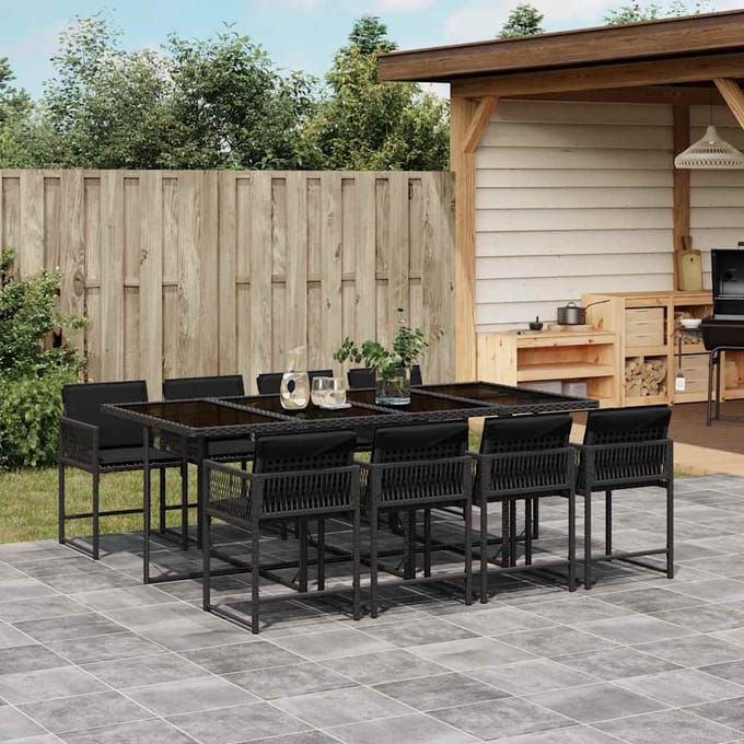 vidaXL - 9-delige - Tuinset - poly - rattan - zwart