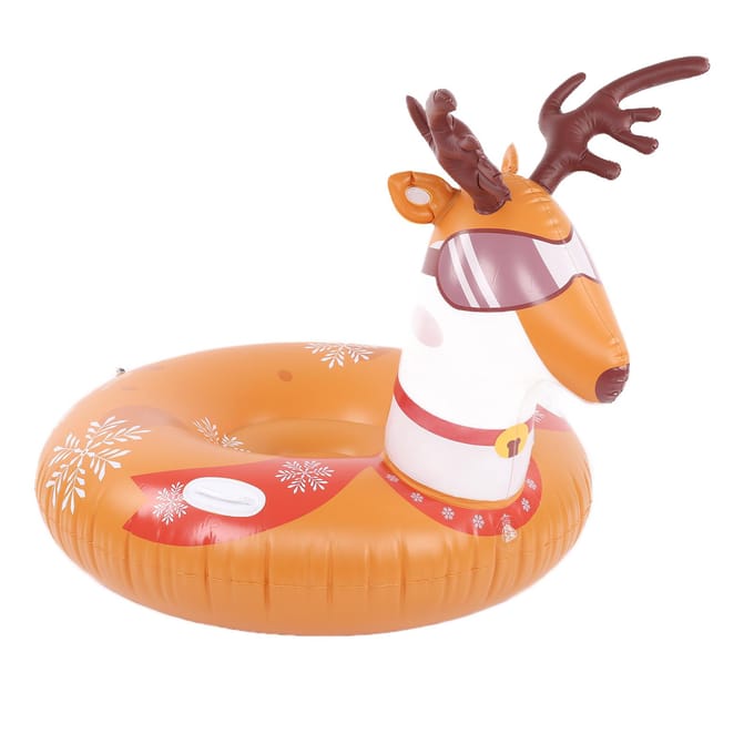 Opblaasbare Ski Cirkel PVC Rond Slijtvast Multifunctioneel Kerstthema Sneeuw Slee beige
