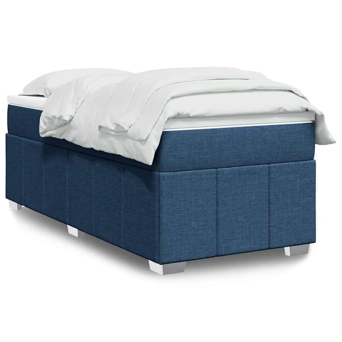 vidaXL - Boxspring - met - matras - stof - blauw - 100x200 - cm