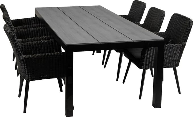 Tuinset Pisa/Cyprus | 6 personen | Rechthoekig 225 cm | Wicker & polywood
