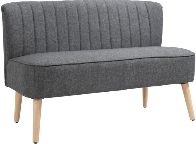 Homcom Loveseat-Polyester, Rubberhout-117L x 56,5B x 77H cm-Grijs