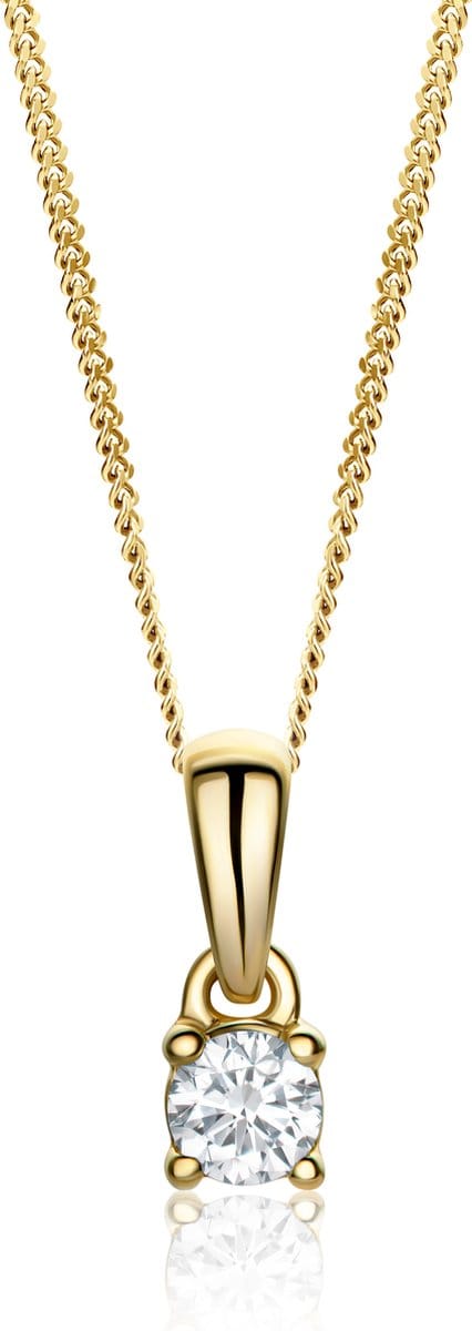 Miore Pure Collier Ketting Dames - 14 Karaat Goud - Met Diamanten - Met Hanger - 45 cm