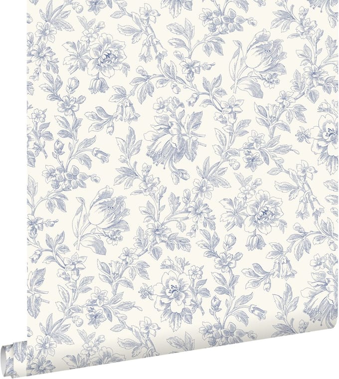 ESTAhome behang elegante bloemen blauw - 0.53 x 10.05 m - 132104