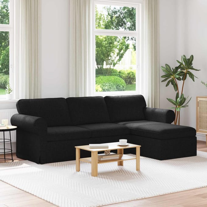 vidaXL - Bank - Zwart - 245 - x - 138 - x - 80 - cm - Stof