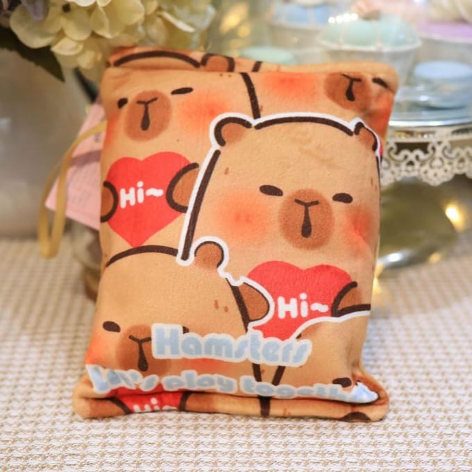 Capibara Snacks Tas Pluche Speelgoed Kussen Capibala Snacks Pluche Pop Creatieve Pudding Zak Houdt 2 Capibara Welpen Knuffeldier