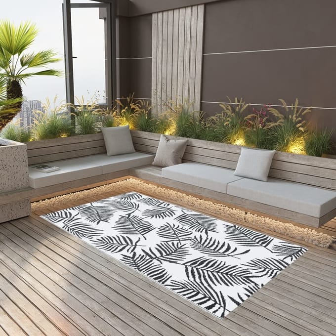 vidaXL - Buitenkleed - ARAKIL - 190x290 - cm - PP - wit - en - zwart