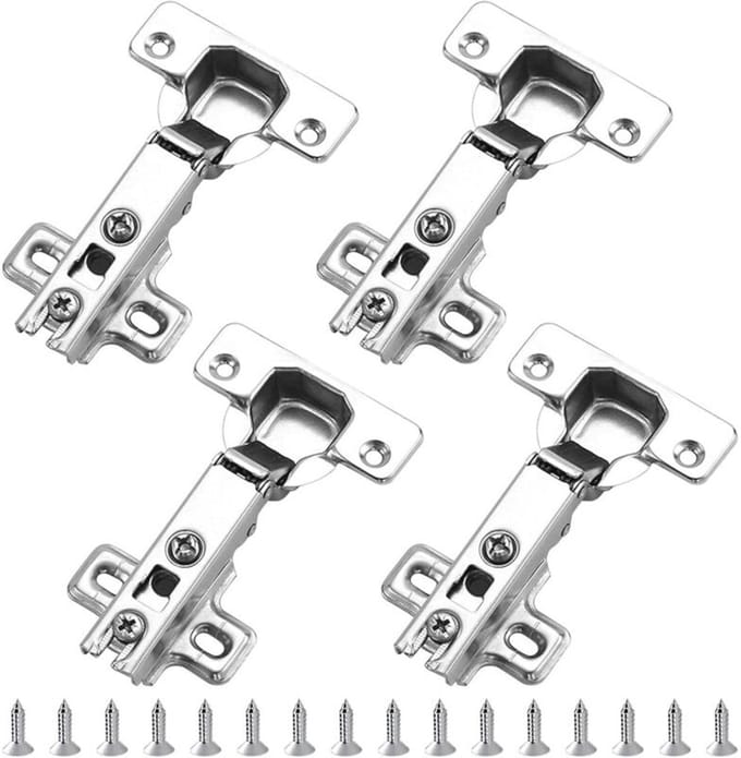 4 zilverkleurige kastscharnieren