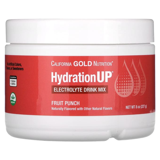 California Gold Nutrition, Boisson, HydrationUP, Électrolytes, Saveur Punch aux fruits, 8 oz (227g)