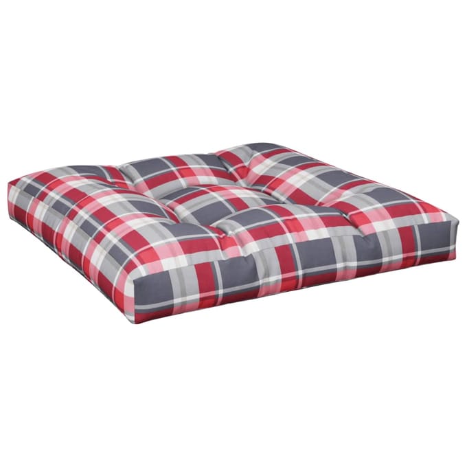 vidaXL - Palletkussen - 70x70x12 - cm - stof - ruitpatroon - rood