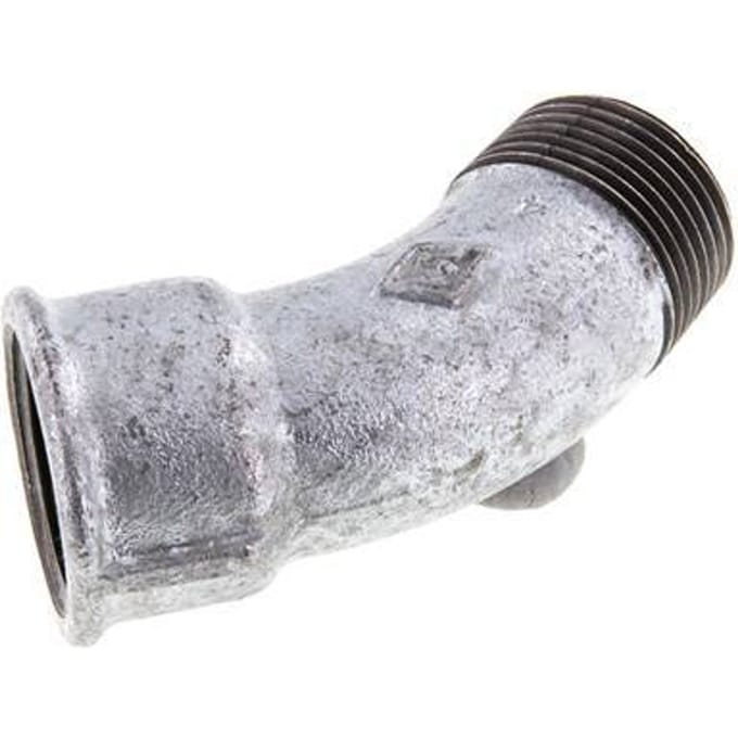 L-Koppeling 45°  R1'' Buitendraad X Rp1'' Binnendraad Gietijzer 25bar