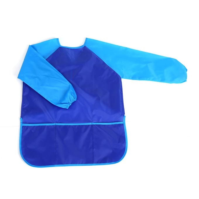 Tablier imperméable pour enfant, pour loisirs créatifs, dessin, peinture, cuisine, avec poche blue