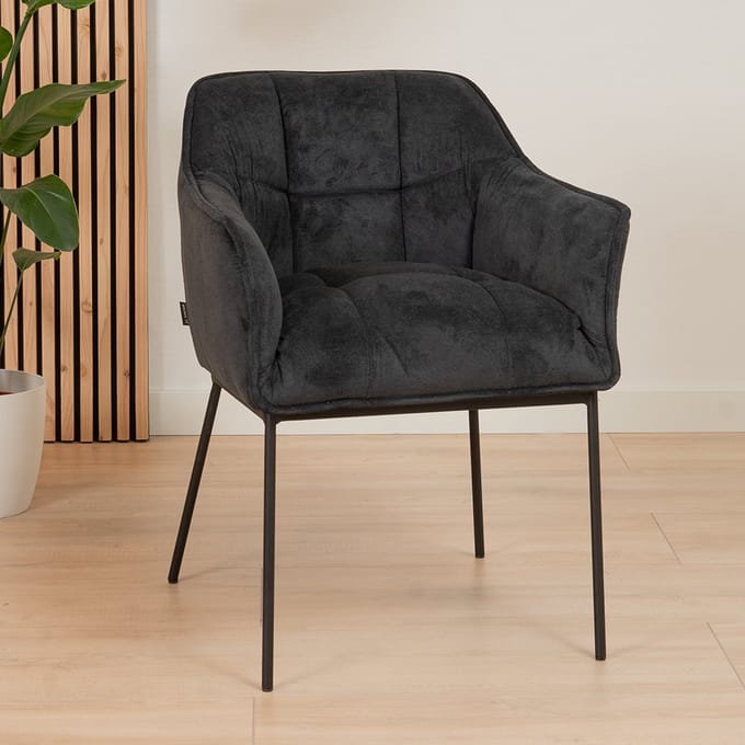 Bronx71® Scandinavische eetkamerstoel Jens zwart - stoel