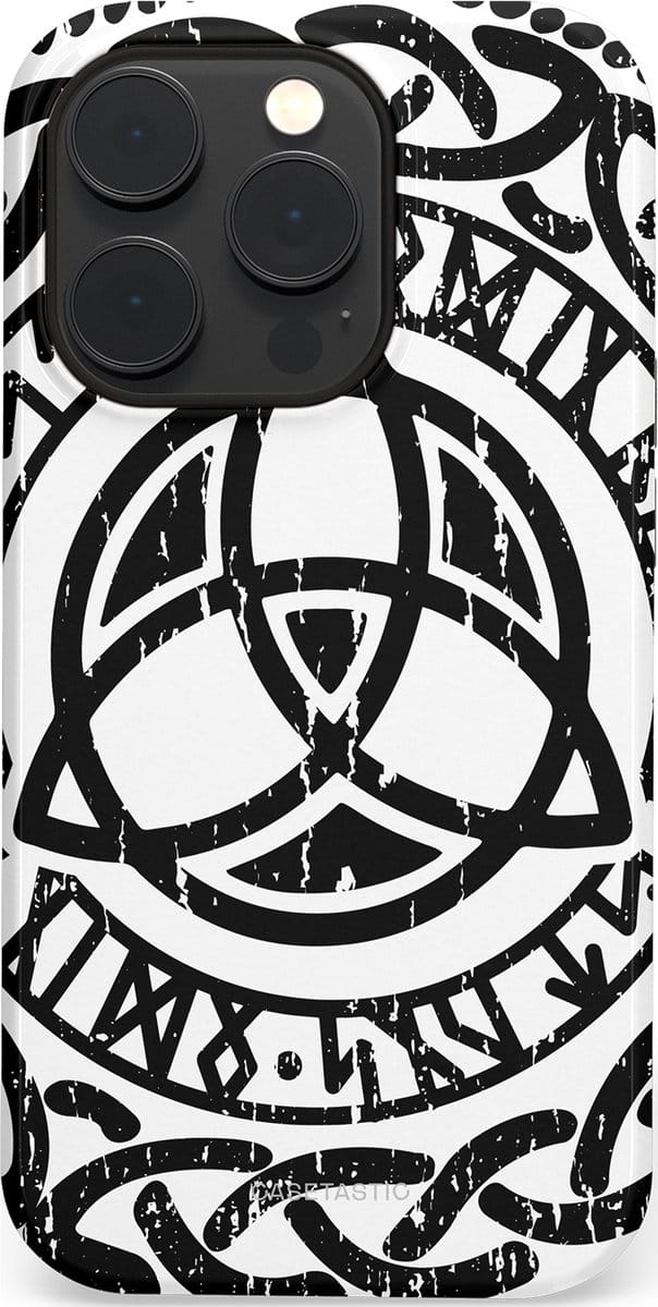 Casetastic hoesje geschikt voor Apple iPhone 14 Pro - MagSafe - Dubbellaagse bescherming - Valhalla eer - Fashion Case - Wit Zwart Grijs