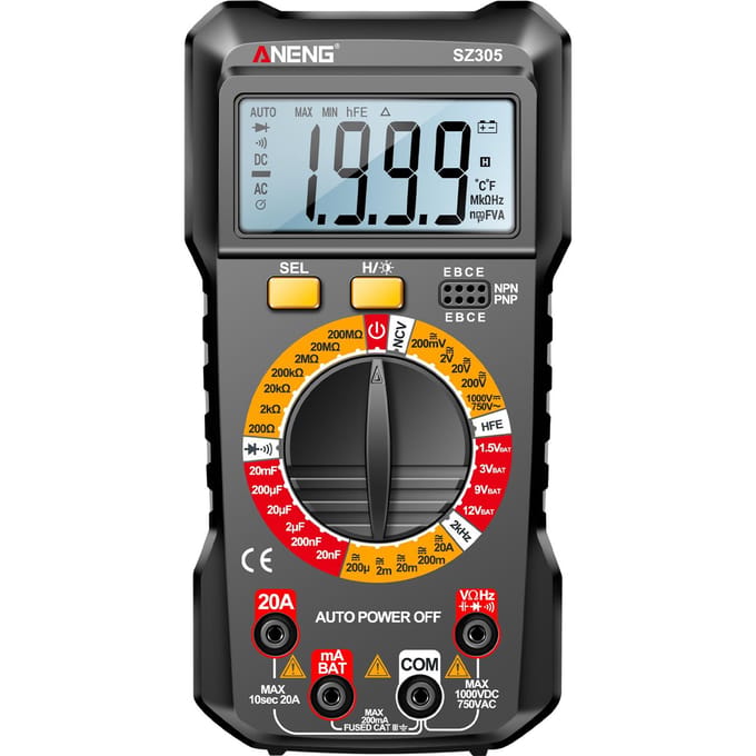 ANENG SZ305 Multimeter Condensator Testers Professionele 1999 Telt Smart Voltmeter Ohm Meter Snel zwart