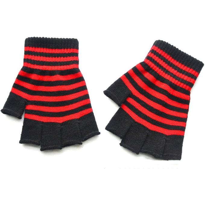 Gestreepte Streepjes Unisex One Size Vingerloze Handschoenen Gothic Breien Vingerloze Handschoenen Winter Warm Elastische Comfortabele Handschoenen