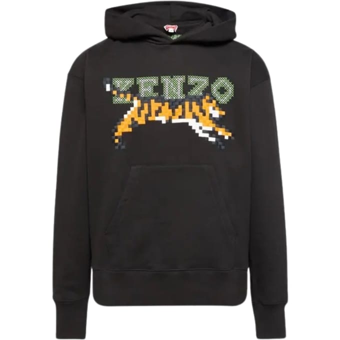 Kenzo Paris digitale tijgerontwerp zwarte hoodie
